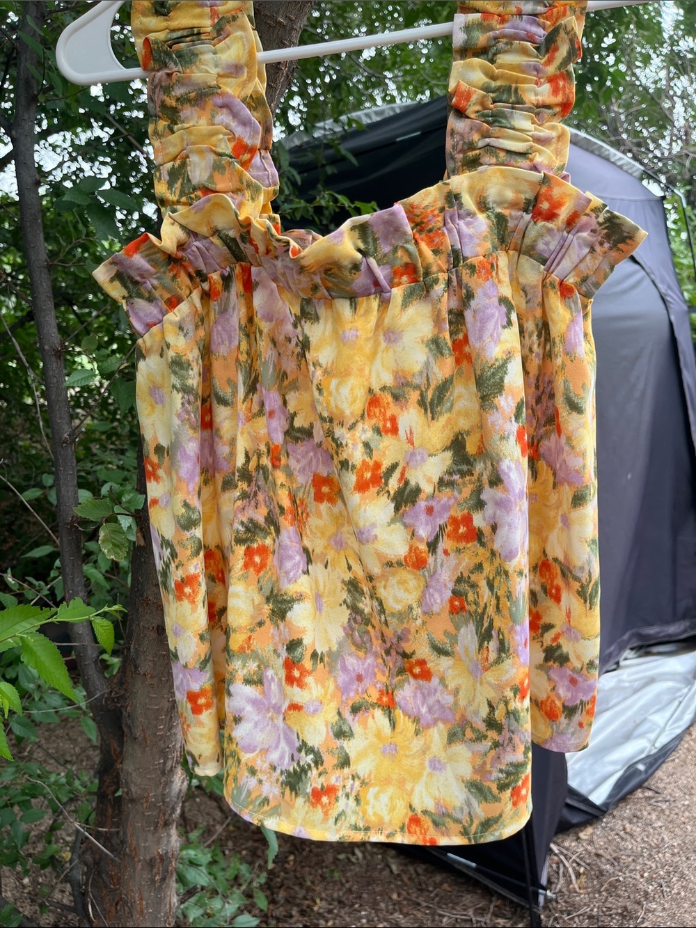Blu Pepper Yellow Floral Smocked Strap Camisole